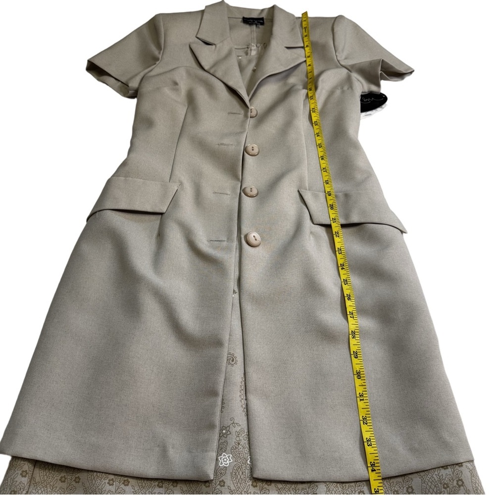 My Michelle Khaki Dress & Jacket Set Size 9/10 Sleeveless Dress Paisley Print - Picture 7 of 16
